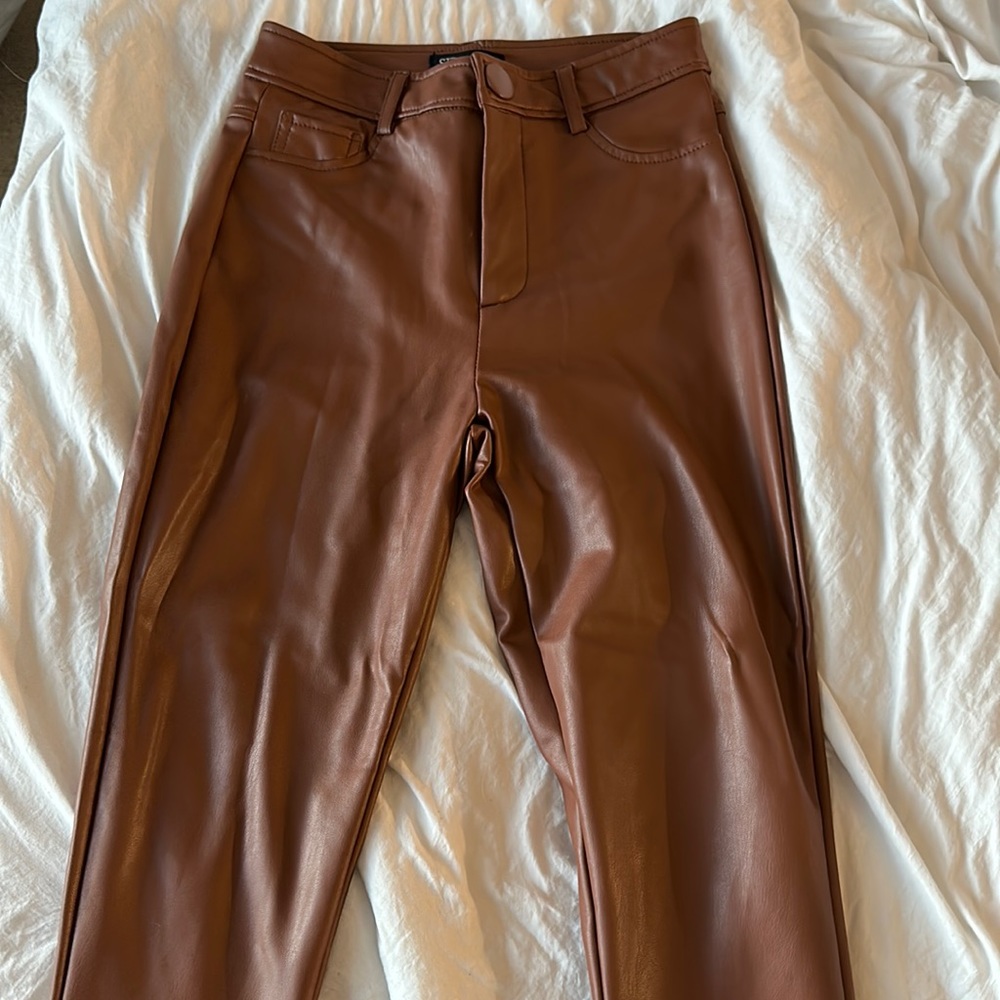 Brown leather pants